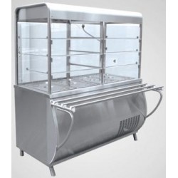 Прилавок-витрина холодильный ПАТША ПВВ(Н)-70 М-С-01-НШ вся нерж.1120мм с нейтральным столом 210000001501