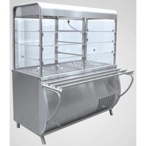 Прилавок-витрина холодильный ПАТША ПВВ(Н)-70 М-С-01-НШ вся нерж.1120мм с нейтральным столом 210000001501