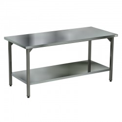 Стол разделочный без борта  СП-120/70 (столешница – нерж. сталь aisi 430, усиление ЛДСП, каркас нерж. труба  40х40, полка сплошная)