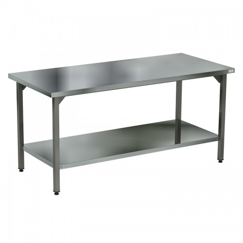 Стол разделочный без борта  СП-120/70 (столешница – нерж. сталь aisi 430, усиление ЛДСП, каркас нерж. труба  40х40, полка сплошная)